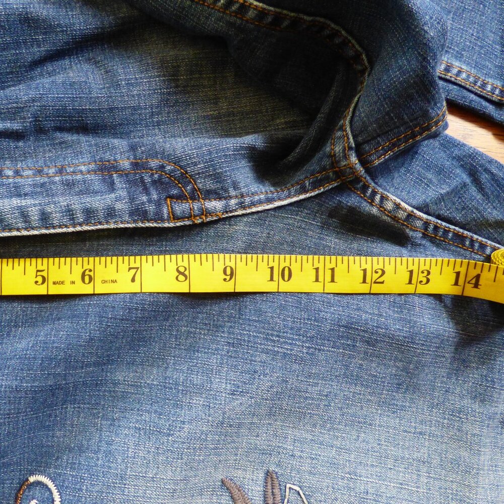 DENIM 24/7 BOHO PRAIRIE BLUE WASHED COLOR EMBROIDERED 5 POCKETS JEANS 20W - Picture 8 of 10